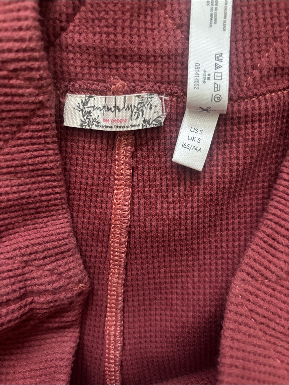 Intimately Free People Waffle Knit Thermal Flare Pants Terracotta S Lounge Leggi - Picture 5 of 7